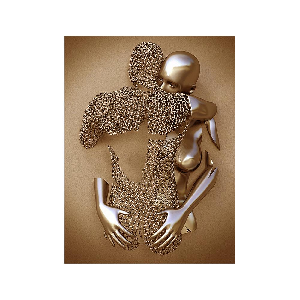 

3D современная металлическая фигурка, статуя, художественная картина на холсте, романтические абстрактные постеры и принты, настенные панно для гостиной, домашний декор 20x30cm красный