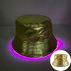 Adult LED Light-Up Flat Top Sun Hat Unisex Logo Embroidery Bucket Cap Solid Color Promotional Gift