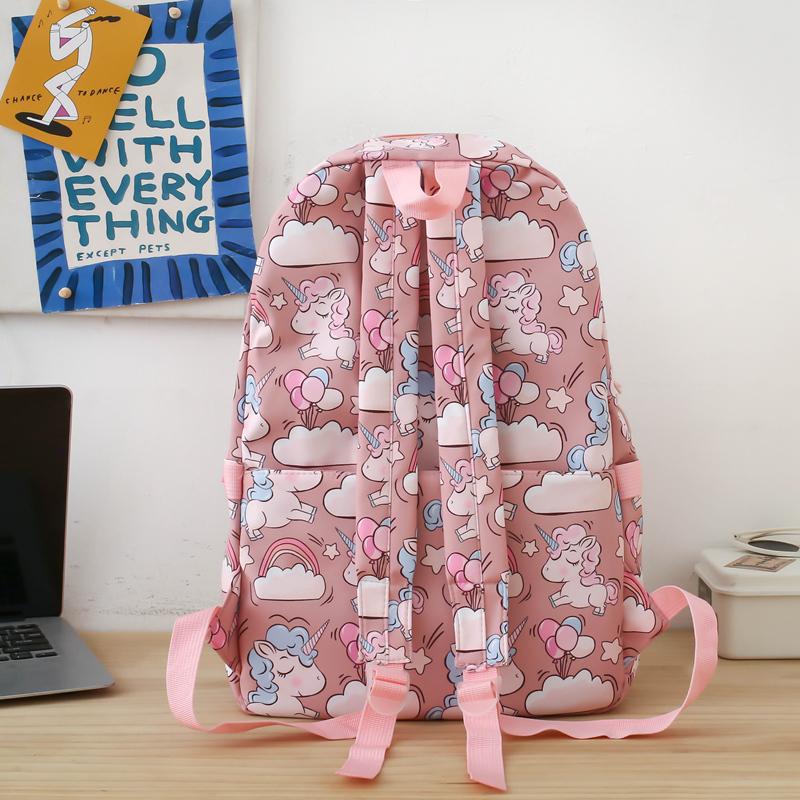 Cartoon Three-Piece Backpack Set Student Printed Schoolbag Women's Large Capacity Lightweight Backpack
