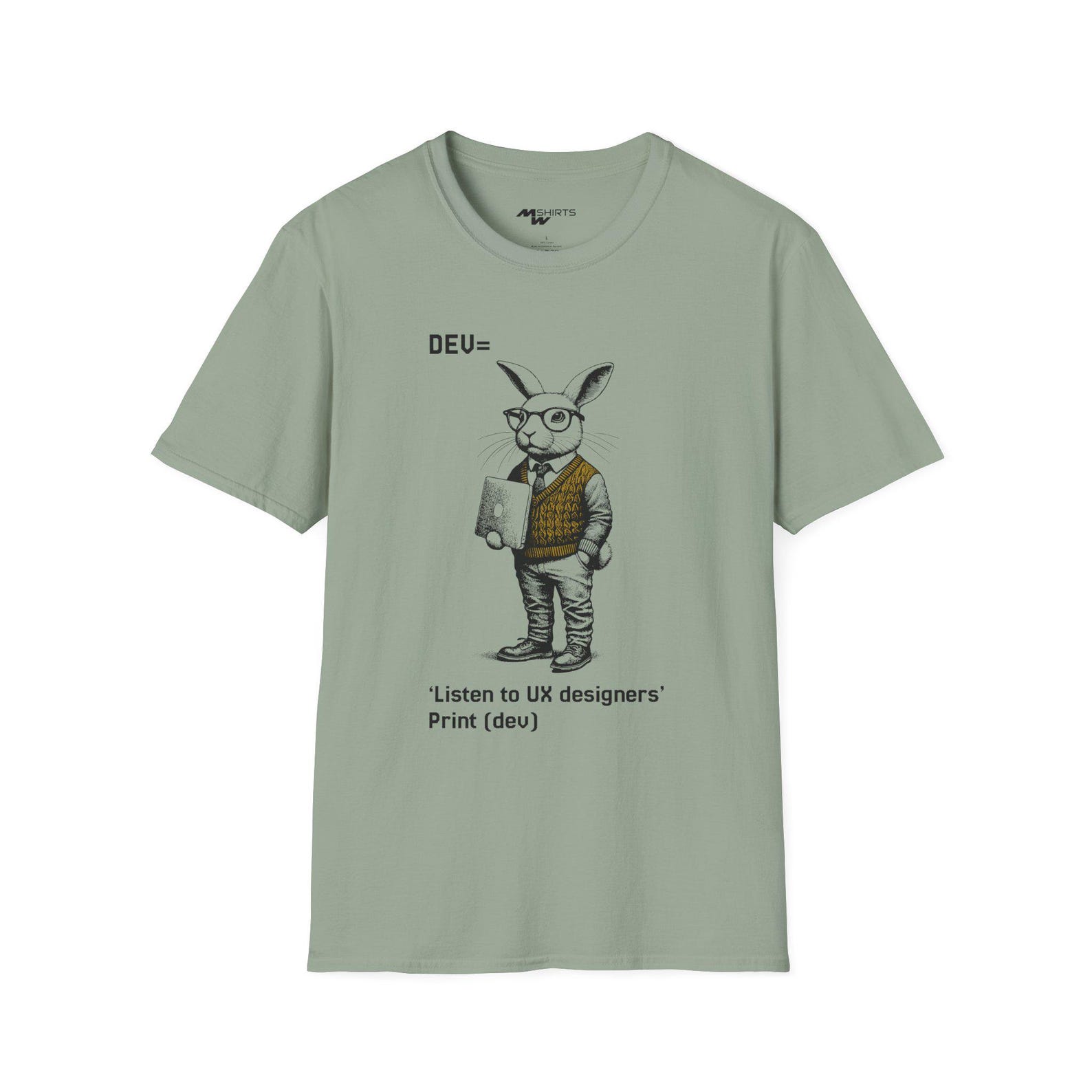 Web Dev Rabbit T-Shirt - Listen to UX Designers Vintage Design/ Unisex Softstyle T-Shirt XL