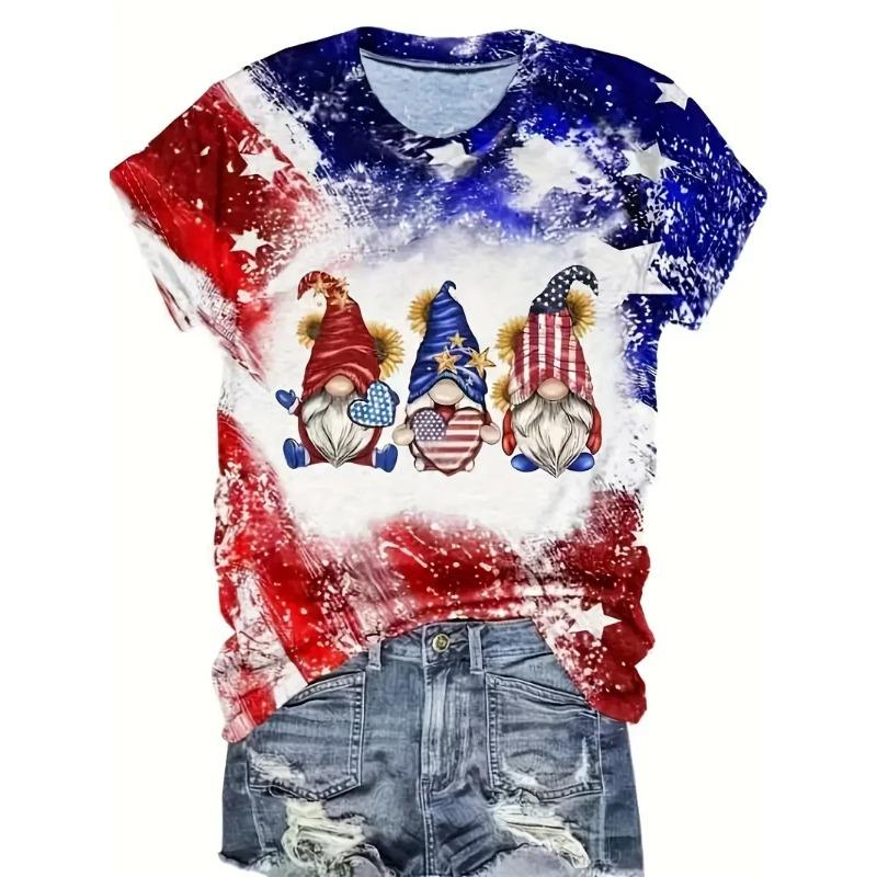 Women's 3D Print Cartoon Graphic Crew Neck T-Shirt Casual Short Sleeve Top for Summer T-Shirt