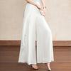 Women's Linen Blend Overlay Wide Leg Pants – High Waist Flowy Palazzo Trousers (Size 27-33)