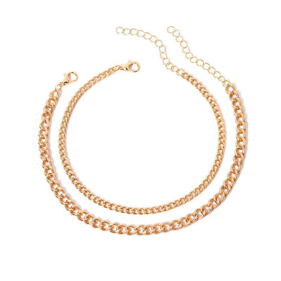 

Elegant Double-Layer Cuban Chain Anklet for Women - Unique, Minimalist Beach Style Accessory