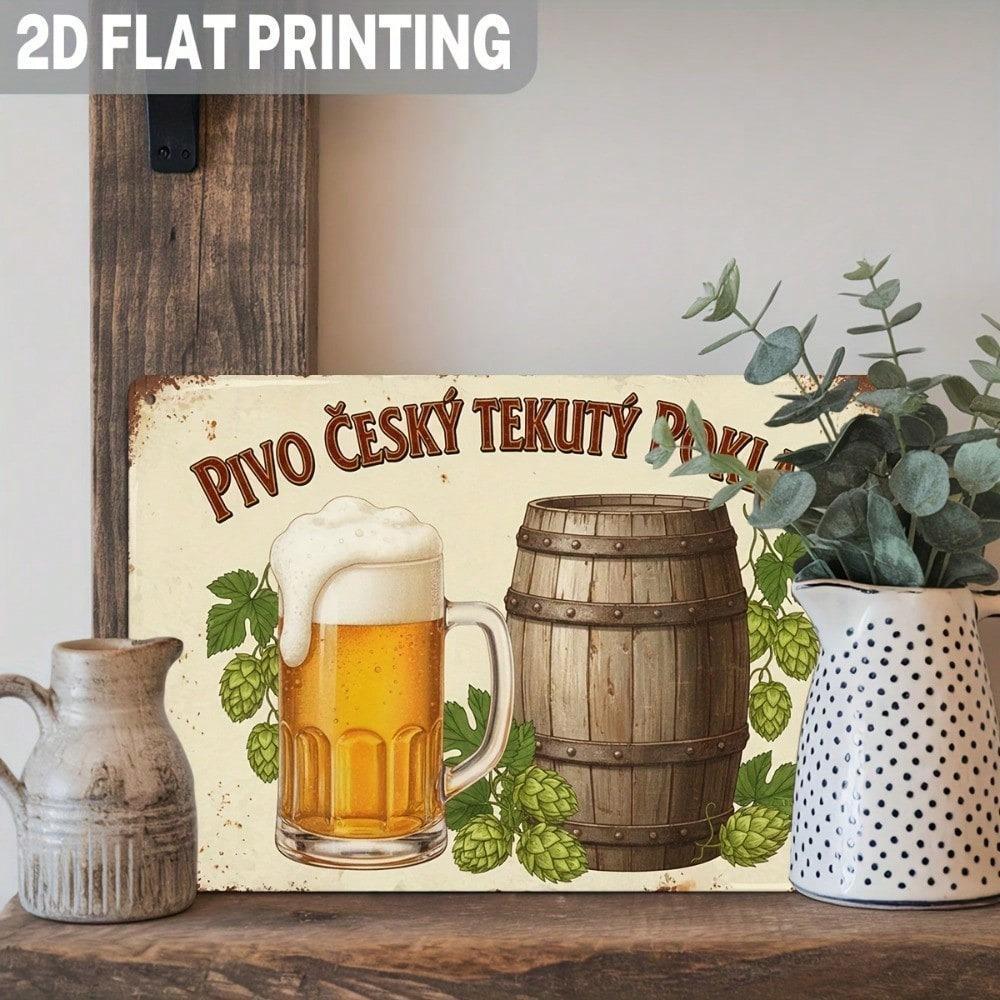Metal Wall Art Czech Beer Vintage Sign, 8x12 Inch Tin Poster for Bar