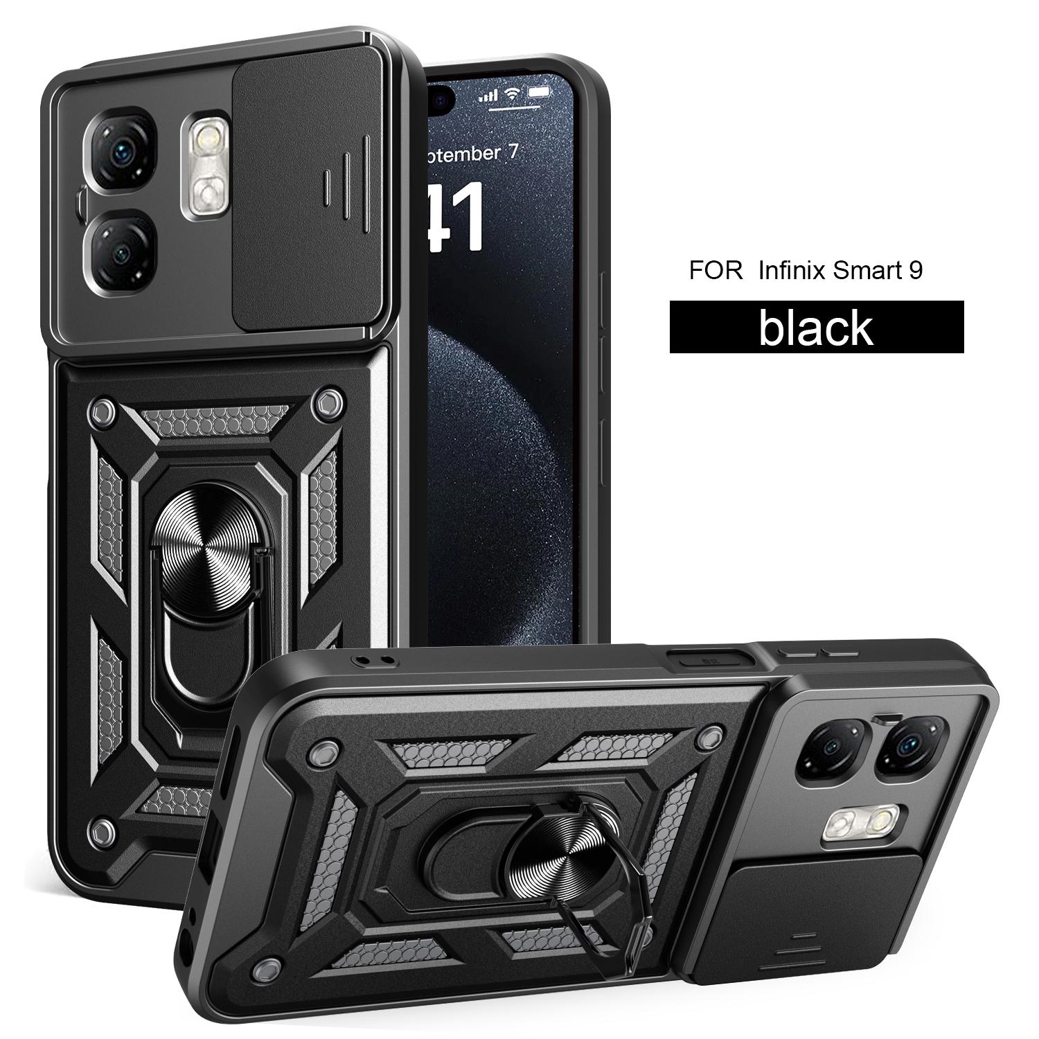 

For Infinix Smart 9 Case Infinix Hot 40i Cover smart9 HD Magnetic Ring Holder Armor Phone Case Slide Camera Protect Back Cover Infinix Smart 9