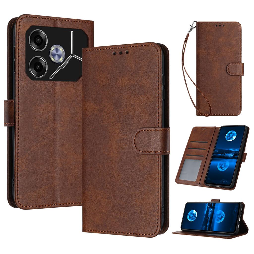 For TECNO Pova 6 5G Case Fall Proof PU Leather Phone Cover with Strap