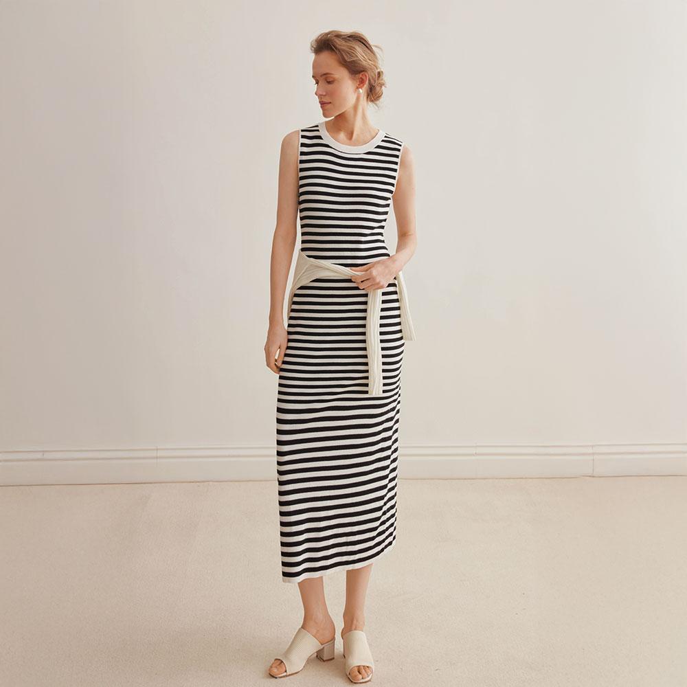 Waiwaiaiem Yy_Striped Slim Vest Dress_2Color