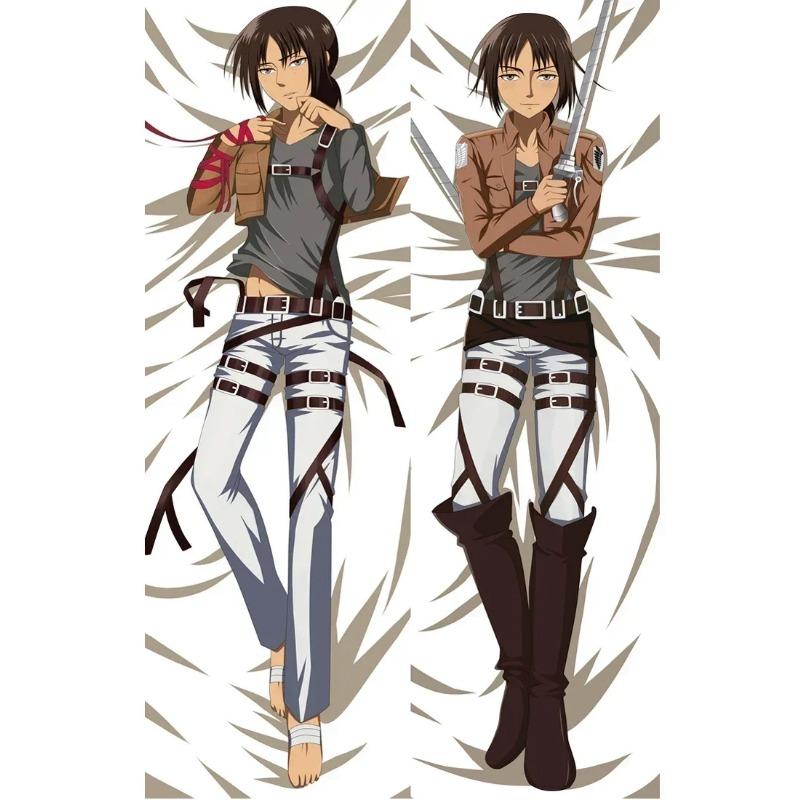 Anime Decor Pillow Case Attack Titan Mikasa Ackerman Dakimakura 2-Side Print Pillowcase Hugging Body Cushion Cover Otaku Waifu