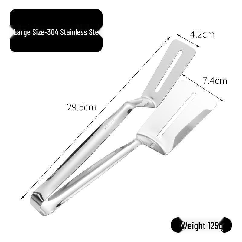 304 Stainless Steel Multi-functional Kitchen Tongs & Fish Spatula for BBQ, Steak, Bread, and More