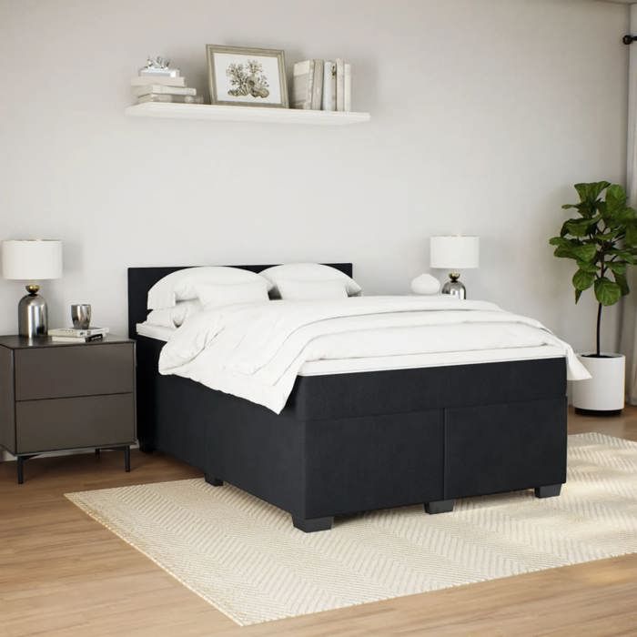 VidaXL Sommier à lattes de lit avec matelas Noir 140x200 cm Velours 3286326