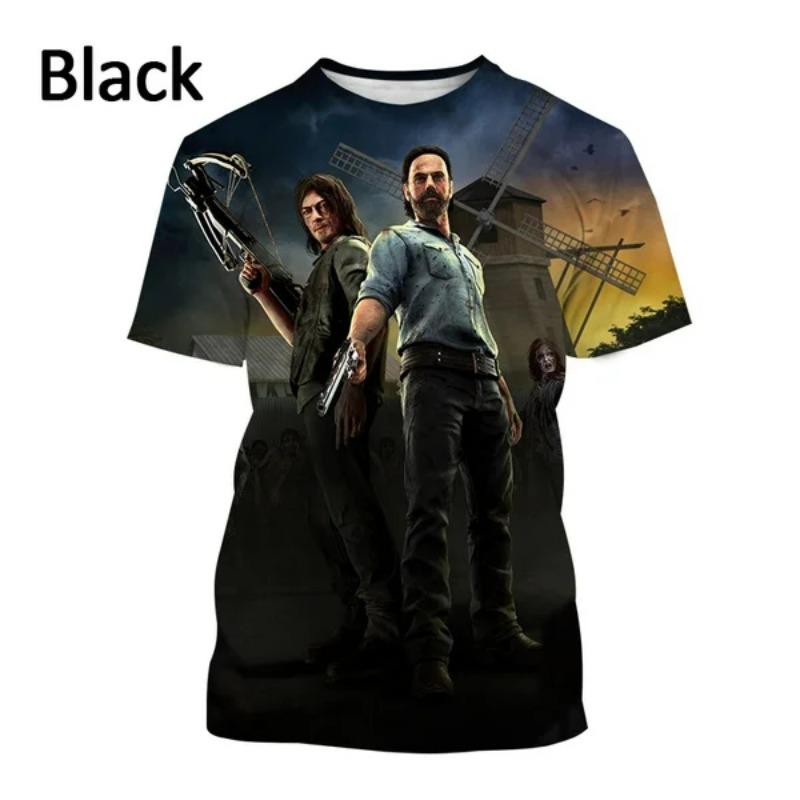 Popular TV Series The Walking Dead 3D Printed T-shirt Summer Men's Clothing Short Sleeve Tops Fashion Horror Oversized Tee Shirt