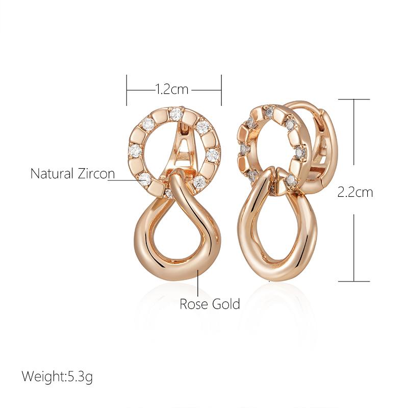 Kinel Shiny Natural Zircon Chunky Chain Dangle Earrings For Women Rose Gold Color Luxury Designer Daily Jewelry
