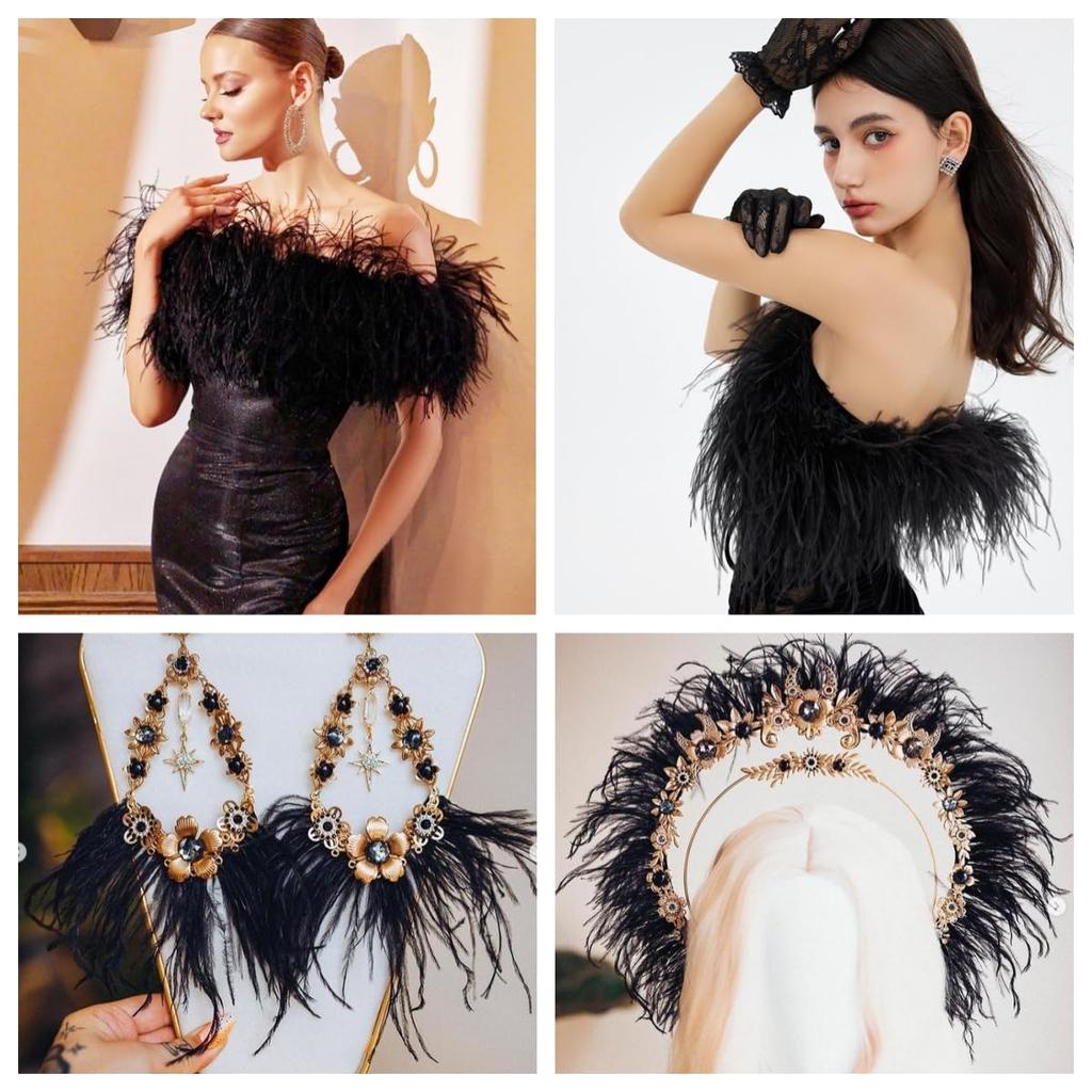 1M Ostrich Feathers Trim High Quality 8-10cm Feather Ribbon Fringe DIY Sewing Dress Clothes Decorations