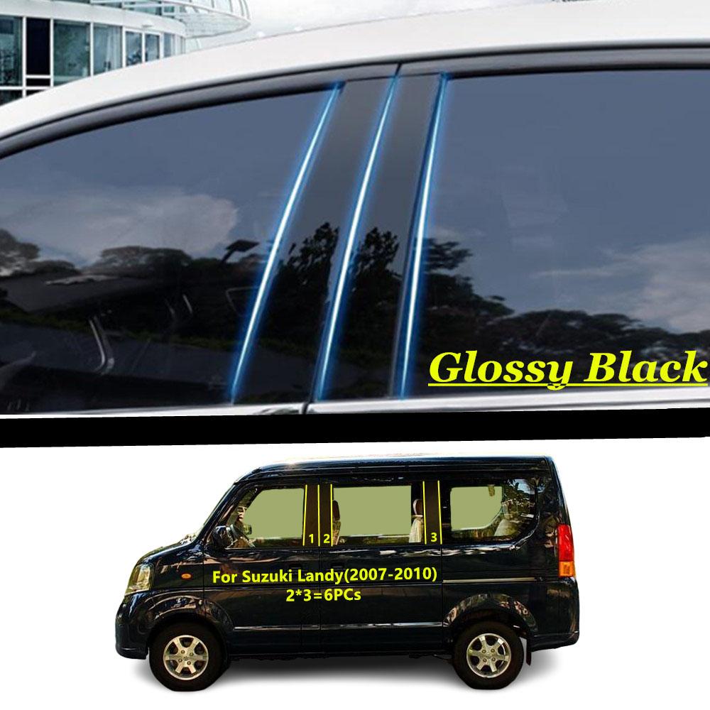 Car PC Material Pillar Post Cover Door Trim Window Molding Sticker Plate Accessories For Suzuki Landy Every 2007 2008 2009 2010 Black Landy Every