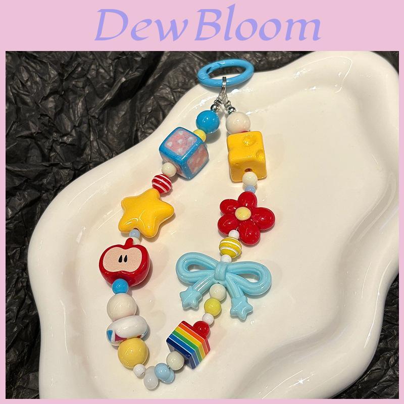 Style Cute Red Flower Beaded Phone Lanyard For Girls And Women