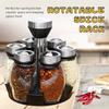 Kitchen 6 Bottles Rotating Spice Seasoning Storage Rack Stand Holder  Pepper Salt Shakers Shelf Condiment Sprays Box Organizer