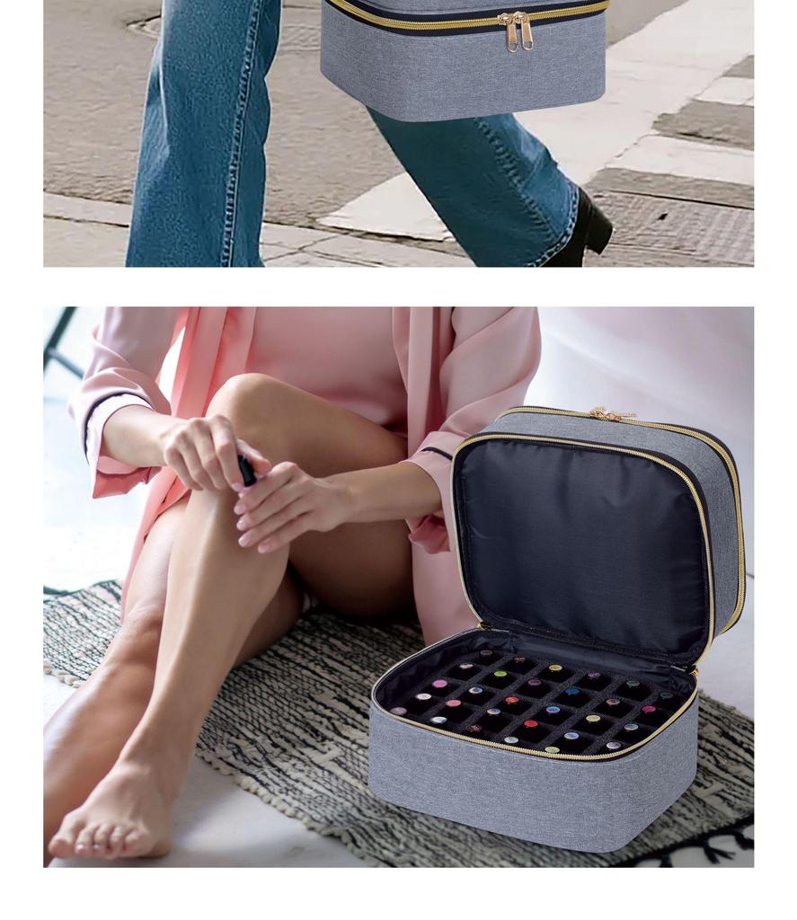 Portable Double-Layer Nail Polish Storage Handbag - Holds 30 Bottles