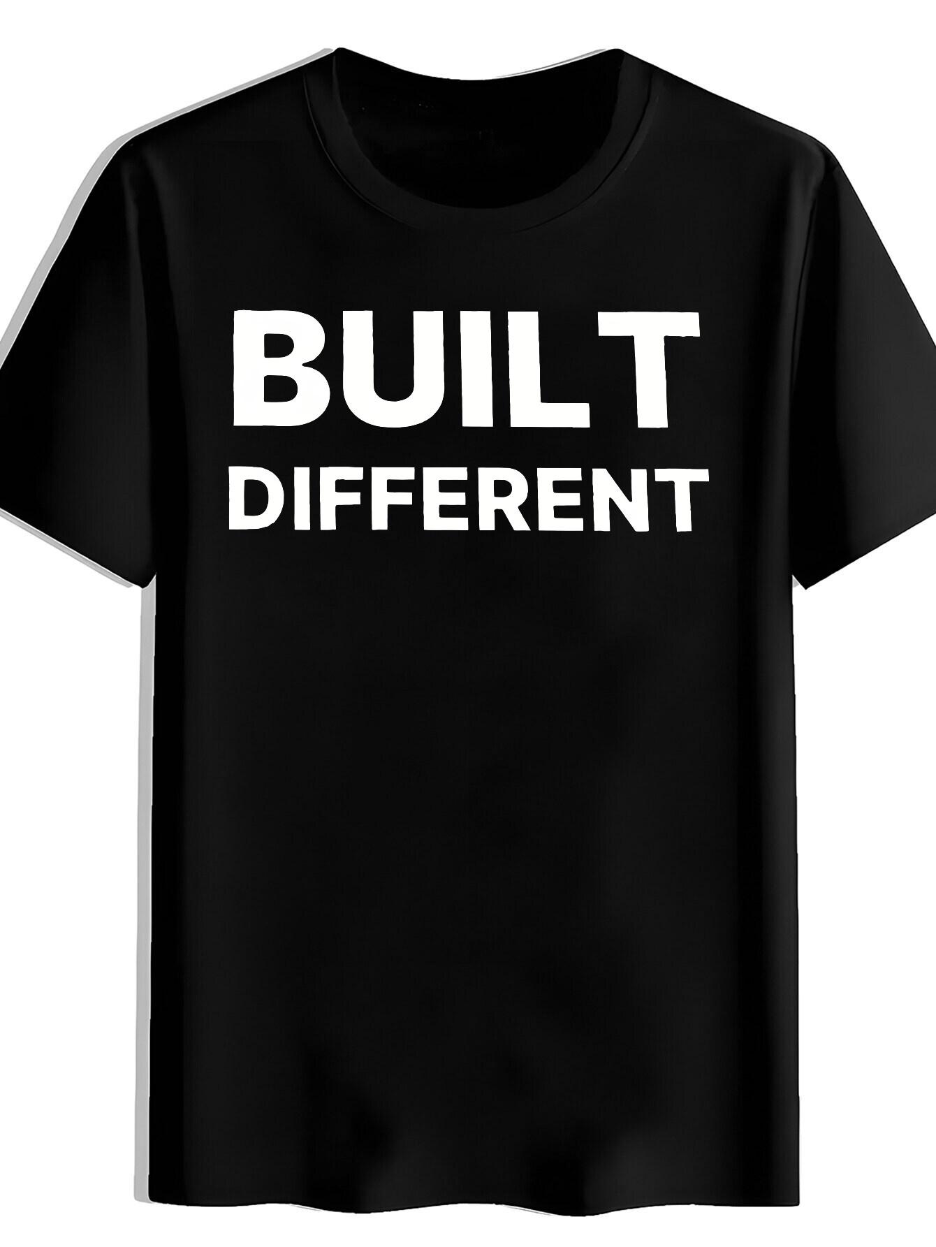 T-shirt BUILT DIFFERENT Print | Casual Crew Neck Short Sleeve XS