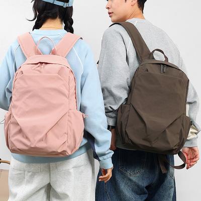 Solid Color Unisex Backpack Large Capacity Backpack Lightweight Travel Student Schoolbag