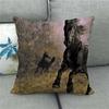 Wild Horses Galloping On The Grassland Digital Printing Short Plush Pillow Covers For Car Sofa Office Cushion Cover Home Goods