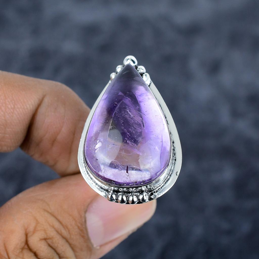 Sage Amethyst Gemstone Handmade 925 Sterling Silver Jewelry Ring Size 8 M-2815