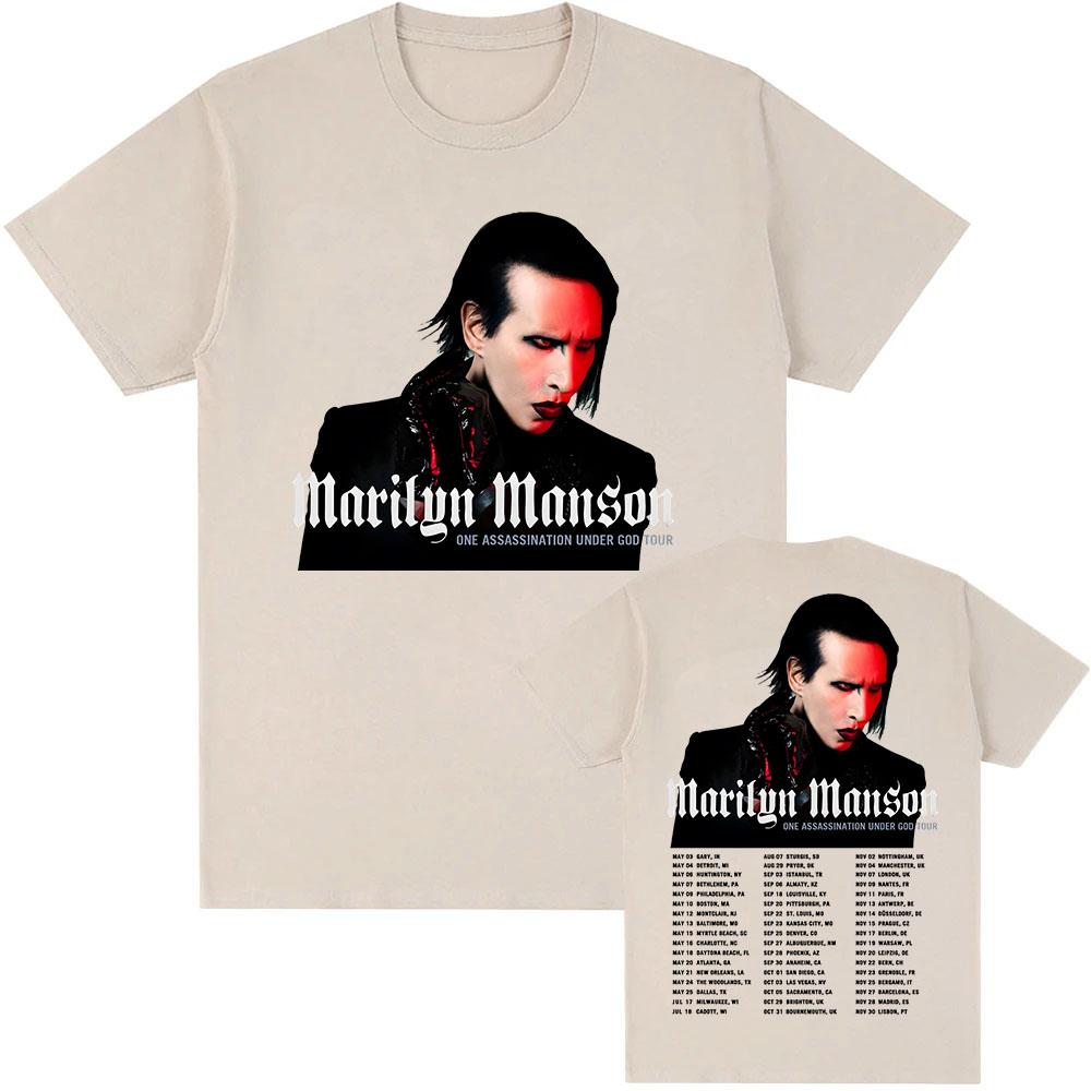 ONE ASSASSINATION UNDER GOD TOUR 2025 T-shirt Marilyn Manson Bedrukte T-shirts Katoen Zomer Mannen Unisex Streetwear Herenkleding