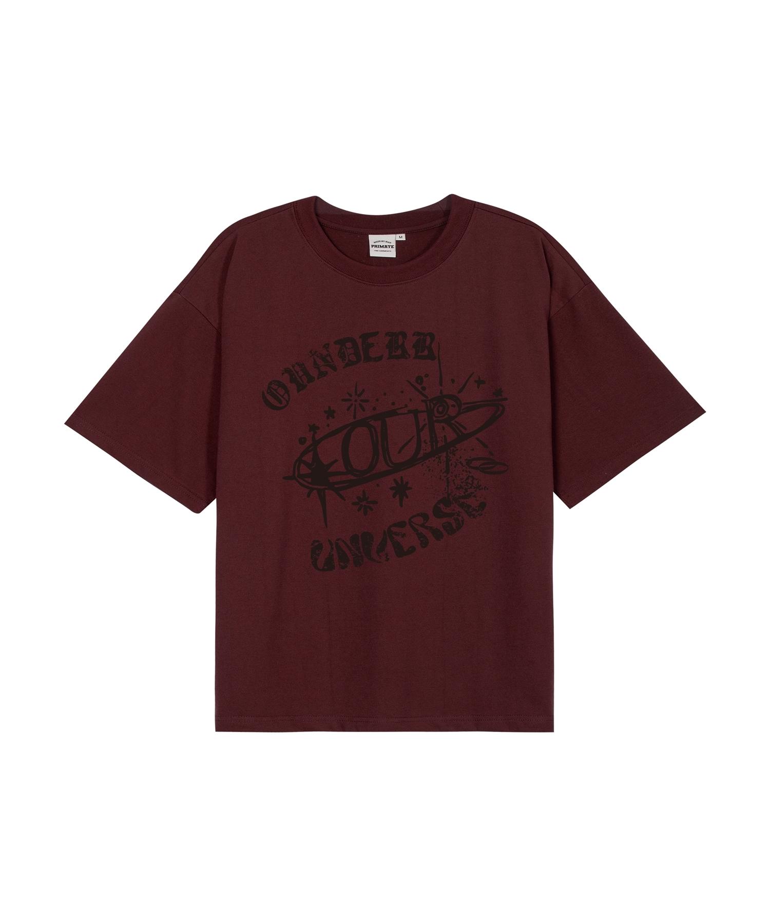 O Under R Space Round Short Sleeve T-Shirt (Wine) S