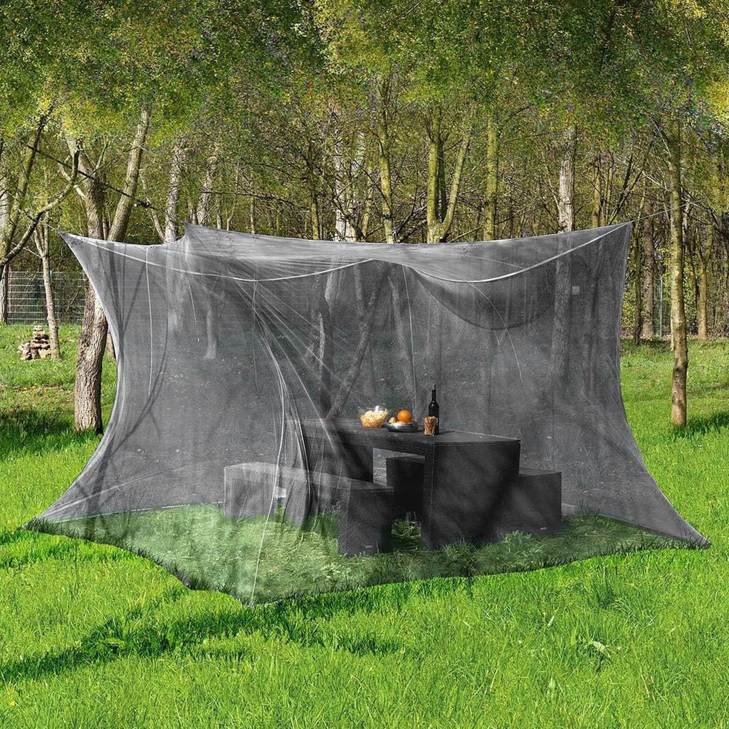 Oversized Square Mosquito Net 4 Corner Camping Cot Mesh Drapes Portable Enclosed Camping Tent 9.84x9.84x8.2ft For Tables Chair