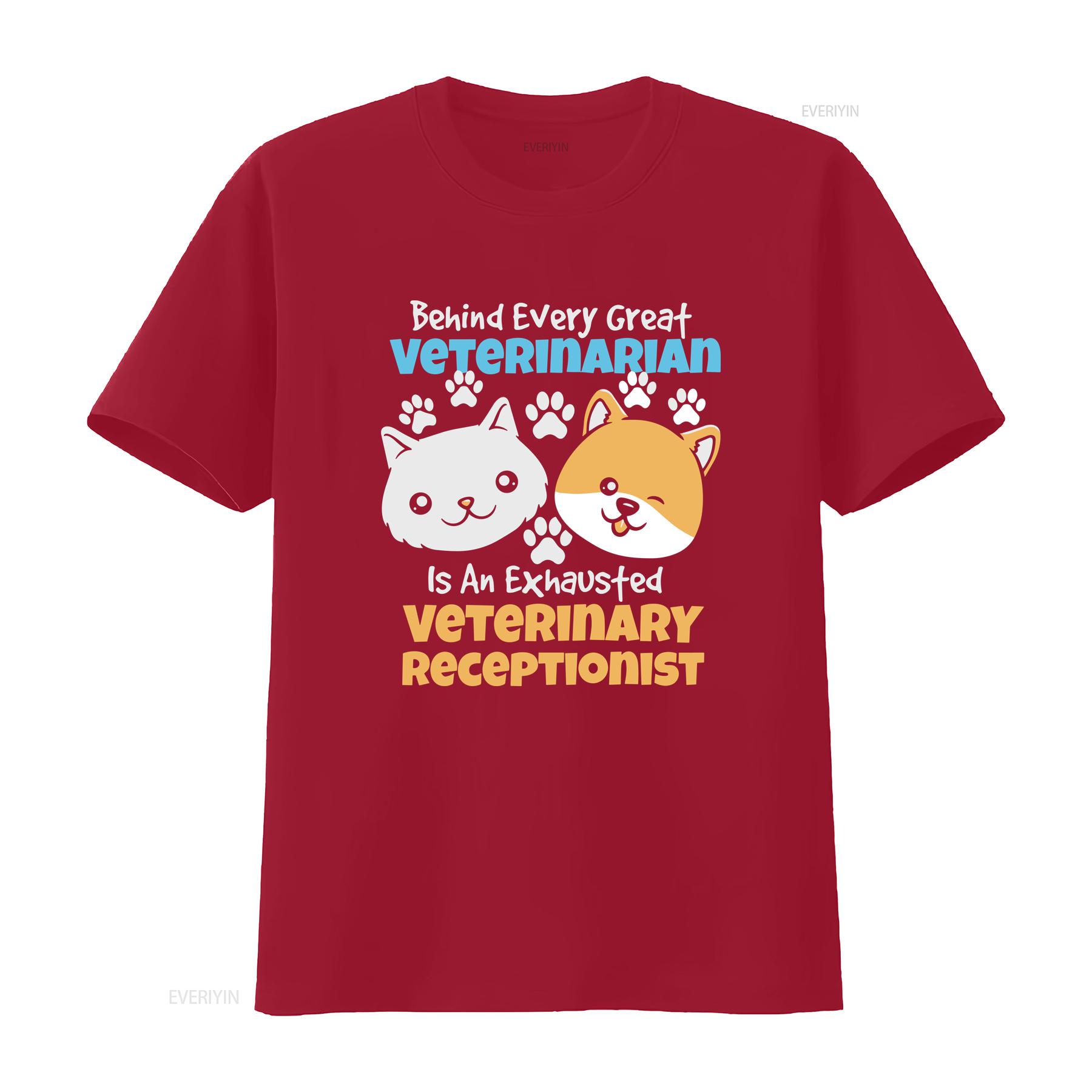 Футболка Ветеринарный Техник Ресепшн Ветеринар Животное Уставший Ветеринарный Регистратор винтажная Стиранная Дышащая мода Немного S