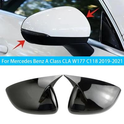 For LHD Mercedes Benz A Class CLA W177 C118 - Car Rearview Side Mirror Cover Sticker Wing Cap Exterior Door Case Trim