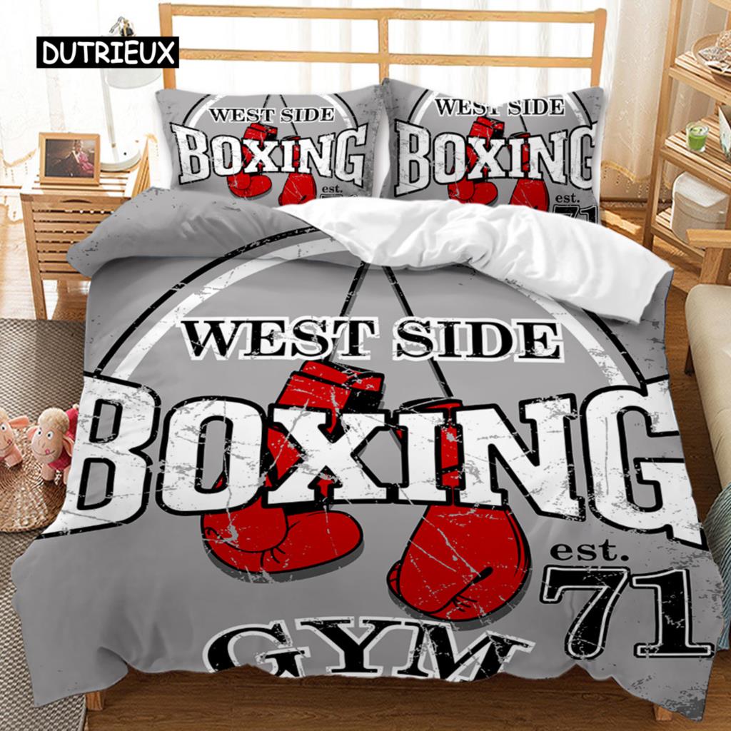 Boxing Games Duvet Cover Set Red Blue Boxing Bedding Set Competitive Sports Boxing Game Double Queen King Polyester Quilt Cover