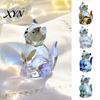 Unique Birthday Gift Idea Rotating Glass Cat Figurine, Handmade Cute Kitty Ornament, Transparent Mini Creative for Lovers Statue Car Dashboard