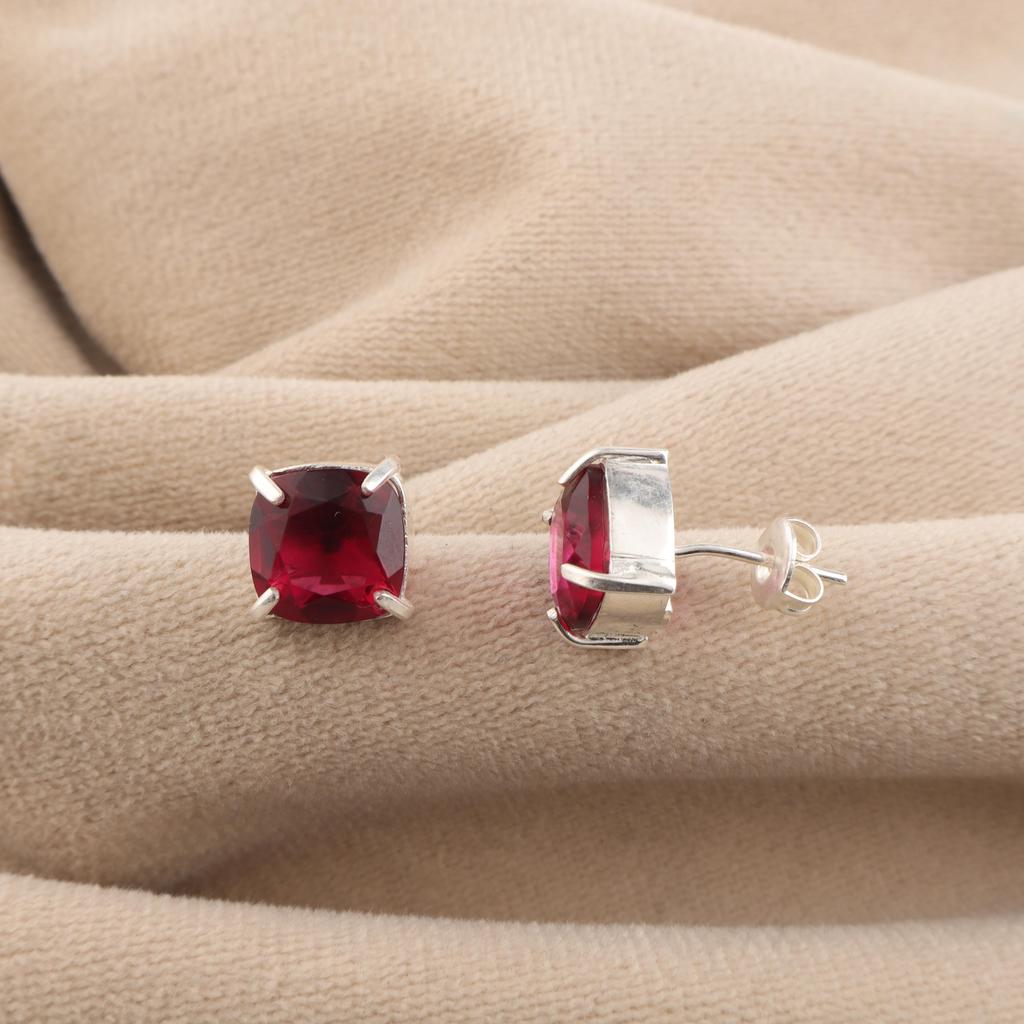 Pink Rubellite Gemstone 925 Sterling Silver Handmade Women's Jewelry Designer Minimalist Studs Earring 1" For Gift EE-181-7