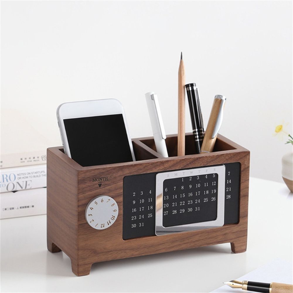 Pen Bracket Stationery Organizer Make Up Brush Holder Desktop Storage Box Calendar Pen Holder