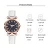 Fashion Light Luxury Trendy Round Dial Leather Strap Women Quartz Watch Bracelet Set for Christmas and Thanksgiving Gifts