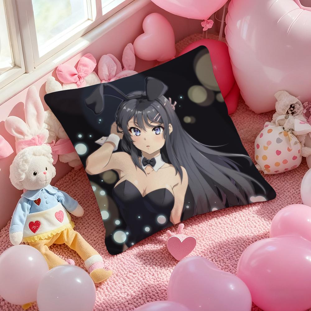 Mai S-Sakurajima Anime Cushion Cover Pattern Printed Pillowcase for Living Room Sofa Cushion Cover & Bedroom Decor