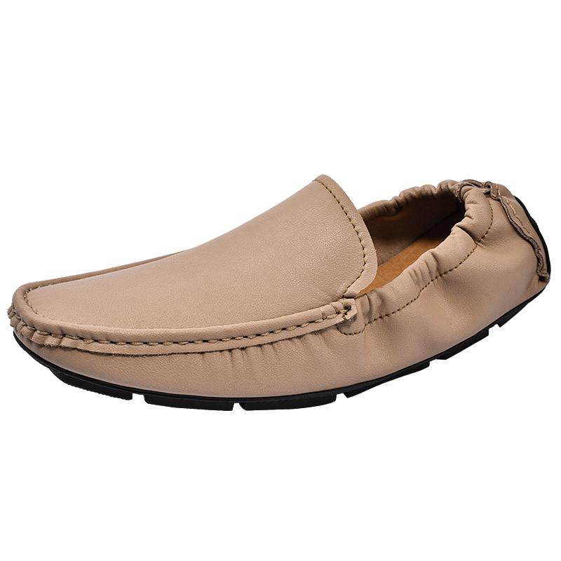 Fashion 2025 New Fashion Men Loafers Korean Style Soft Leather Slip On Shoes Man Casual Lazy Shoe Boat Shoes Elastic Large Size 48