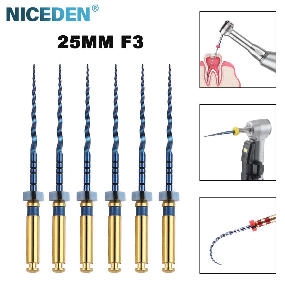 Niceden 6 szt. Silnik pilników endodontycznych NiTi do kanałów korzeniowych, stożkowe narzędzia stomatologiczne, elastyczne