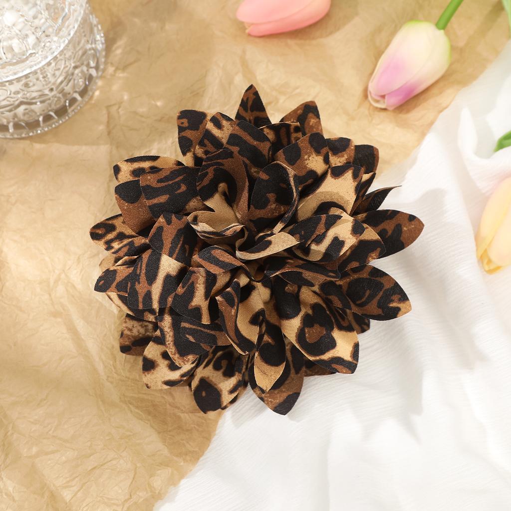 AWAYTR Leopard Peony Flower Hair Claws Floral Hair Clips Crab For Women Girl Gift Hair Accessories Valentine Headwear