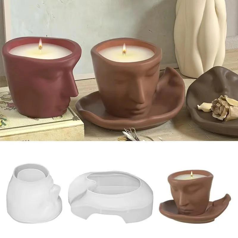 Abstract Face Storage Flowerpot Mold Humanface Mold DIY Epoxy Resin Cement Gypsum Candle Container Cup Silicone Mould Gardening Decorative Crafts