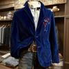 Men's Solid Color Corduroy Warm Pocket Suit Jacket Cardigan Men's Casual Suit