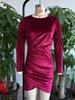 2023 Korean Velvet Solid Color Sexy Long-Sleeve Dress
