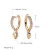 Earrings for Women: European & American Style, Geometric Cross Design, Zircon 585 Rose Gold French Earrings