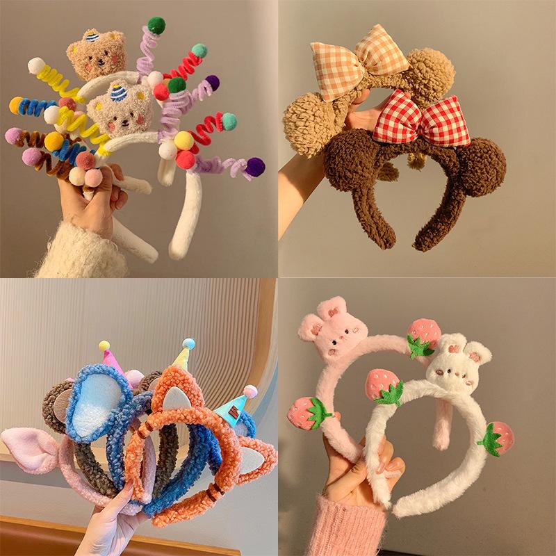 Adorable 2024 Cartoon Hair Tie & Plush Headband Set for Women - Cute Hair Accessories & Gift