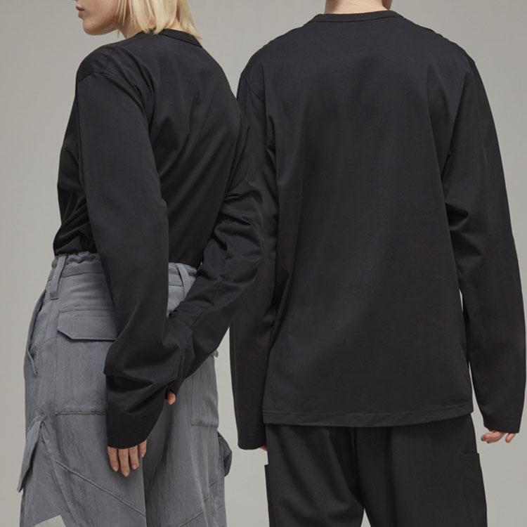 Y-3 FW22 Solid Color Loose Fit Crew Neck Long Sleeve T-Shirt Unisex Tops Black H44794