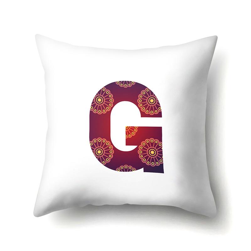 Polyester Pillowcase Home Geometric Striped Print Pillowcase 26 English Letter Cushion Cover
