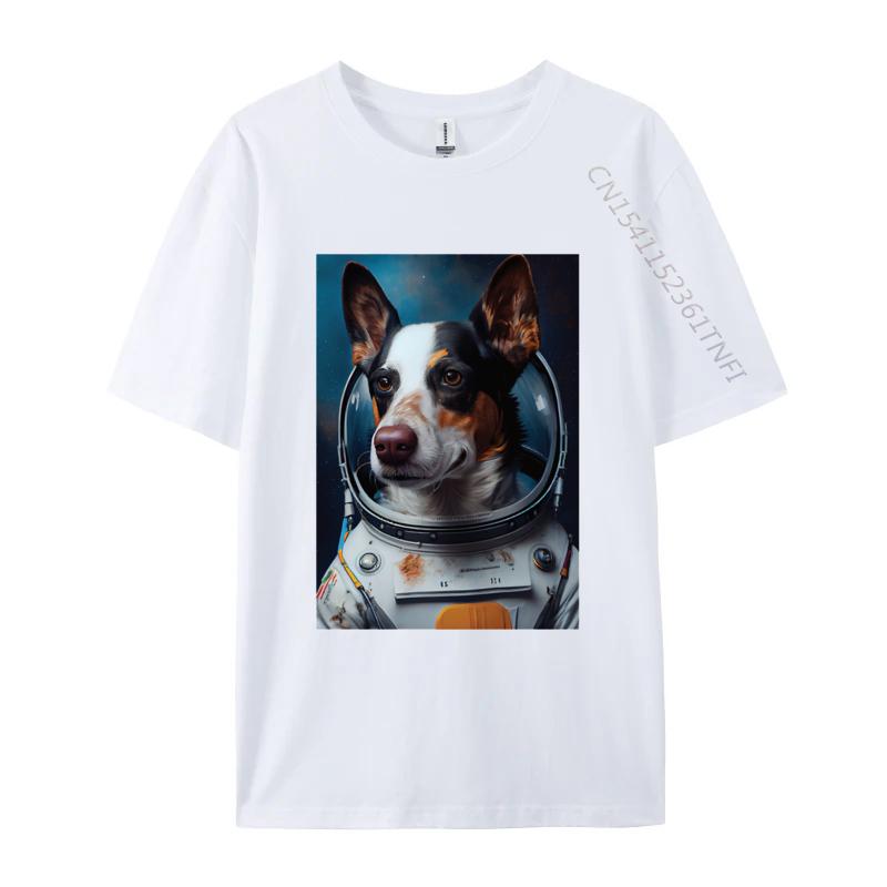 

Astronaut Dog Tshirt Pet Vintage Gift TShirt Printed On T Shirts Faddish Tops T Shirt Cotton Men Astronaut Tshirt S