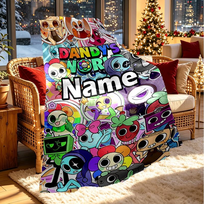 Custom Name Personalized Dandy's World Print Blanket, Home Decor, Bedroom, Sofa, Camping, Couch, Gifts for Birthday ChristmasEnthusiasts