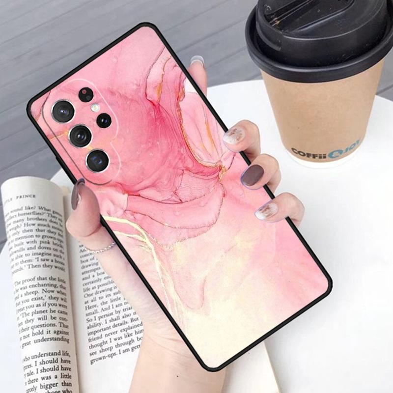 Pink Gold Marble Art Phone Case Cover For Samsung Galaxy S24 S25 Ultra S21 S22 Ultra S10E Note 10 Plus Note 20 FE S23