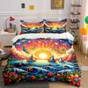 Sunset Ocean Sailing Decor Bedding Set with 1 Duvet Cover 2 Pillowcases Single Double King Queen, Gift